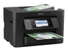 A black Epson WorkForce Pro WF-4820DWF printer is shown from a slightly elevated front-left angle, with papers in the input and output trays. Náhled obrázku produktu