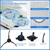 A collage of images showing cleaning cloths and brushes for a robot vacuum cleaner, with text describing their features. Produktbild-Vorschau