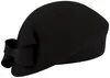 Fiebig schicker asymmetrischer Pillbox-Filzhut mit Schleife in schwarz