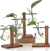 WUWEOT 3 Stück Hydroponik Glasvase mit Holz Halter Produktbild-Vorschau 1