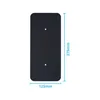 A black rectangular filter mat with two small holes, shown with dimensions indicated by blue lines and text. Produktbild-Vorschau