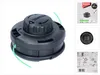 A collage of images showing a string trimmer head, its packaging, and instructions. Produktbild-Vorschau