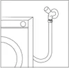 A close-up line drawing of a washing machine and a water valve with a hose connected. Anteprima dell’immagine prodotto