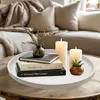 XL decoratief dienblad rond, op voetjes, 38 x 6 cm - wit - Productafbeelding-voorbeeld 6