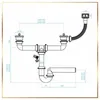 Technical drawing of a sink drain assembly with dimensions. Produktbild-Vorschau