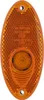 A close-up, studio shot of an orange oval side marker light. The light has a reflective honeycomb pattern on its surface and a circular lens in the center. Podgląd zdjęcia produktu
