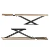 Two views of a table extension mechanism with wooden planks and black metal supports. Produktbild-Vorschau