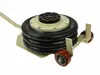 A pneumatic jack with a triple-bellows design and wooden wheels, shown against a white background. Voir les images du produit