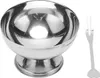 A stainless steel ice cream bowl with a fork on a white background. Produktbild-Vorschau