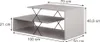 A 3D rendering of a gray coffee table with dimensions indicated. Voir les images du produit