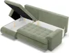 A green sectional sofa with its storage compartment open, revealing the interior. Produktbild-Vorschau