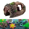 A collage showing an aquarium decoration and a scene of an aquarium with decorations and fish. Produktbild-Vorschau