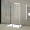 U-Form Duschkabine 145x195cm Schiebetür mit 80x80x195cm Produktbild-Vorschau 1