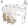 Łóżko piętrowe 90 x 200 cm, metalowe, białe, z drabinką z Podgląd zdjęcia produktu 7