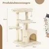 A diagram of a cat tree with dimensions labeled. Náhľad obrázku produktu
