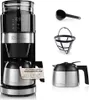 A coffee maker with a grinder, thermal carafe, and accessories shown together in a studio setting. Produktbild-Vorschau