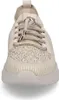 A close-up front view of a beige sneaker with sparkly embellishments. Produktbild-Vorschau