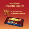 A smartphone displaying the CATAN Assistant app, with promotional text and the CATAN logo above. Anteprima dell’immagine prodotto
