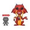 A Funko Pop! figure of Mushu from Disney's Mulan, shown with a size comparison graphic. Podgląd zdjęcia produktu