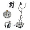 A pressure washer surface cleaner with various components shown in close-up. Náhled obrázku produktu
