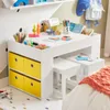 SoBuy Kindertisch mit 2 Stühlen Aufbewahrungsmöbel weiß Produktbild-Vorschau 2