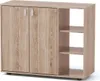 A light brown wooden shoe cabinet with two doors and three open shelves on the right side, shown against a white background. Produktbild-Vorschau