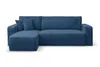 A blue sectional sofa with corduroy texture is shown against a white background. Produktbild-Vorschau