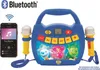 A Paw Patrol themed karaoke player with two microphones and a smartphone displaying music. Produktbild-Vorschau