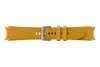 A close-up studio shot of a yellow smartwatch band with a silver buckle, presented on a white background. Produktbild-Vorschau