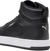 Close-up side view of a black Puma high-top sneaker with a white sole. Podgląd zdjęcia produktu