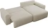 A beige boucle sofa is shown in an L-shape configuration, with one section extended. Produktbild-Vorschau