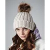 Beechfield Bonnet unie Chunky avec pompon en fourrure Voir les images du produit 2