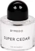 A close-up studio shot of a Byredo Super Cedar Eau de Parfum bottle. Produktbild-Vorschau