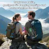 Two people with backpacks sitting on rocks in a mountainous landscape, with a radio attached to one of the backpacks. Produktbild-Vorschau