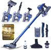 A collage of a cordless vacuum cleaner and its accessories, with a product rating badge. Produktbild-Vorschau