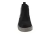A front view of a black Chelsea boot with a gray sole, isolated on a white background. Produktbild-Vorschau