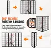 Diagrams and text illustrating the flexibility and folding capabilities of a room divider screen. Podgląd zdjęcia produktu