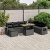 vidaXL 9-tlg. Garten-Sofagarnitur mit Kissen Schwarz Poly Produktbild-Vorschau 2