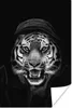 MuchoWow® Poster Ein Tiger mit Kapuze vor einem schwarzen Produktbild-Vorschau 1