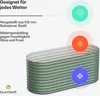 A green metal raised garden bed with text and icons indicating its suitability for all weather conditions. Produktbild-Vorschau