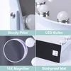 A collage of four images showcasing different features of a makeup mirror. Produktbild-Vorschau