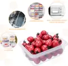 A collage of images showing food storage containers and their features, with a main image of cherry tomatoes in a clear container. Náhled obrázku produktu