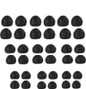 A collection of black silicone earbud tips arranged in rows on a white background. Voir les images du produit