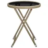 Beistelltisch Beige 60 cm Poly Rattan und Hartglas , Produktbild-Vorschau 2