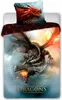 A dragon-themed duvet cover and pillowcase set.