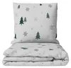 Kuschelige Fleece Bettwäsche 135x200 cm Winter Weiß Grün Produktbild-Vorschau 1