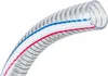 A clear, close-up shot of a flexible, transparent hose with red and blue stripes. Anteprima dell’immagine prodotto
