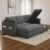 Modernes Samtsofa mit Stauraum, flexibler Chaise longue Produktbild-Vorschau 5