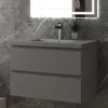 80 cm Badmöbel-Set Unterschrank mit Dunkelgrau Mineralguss Produktbild-Vorschau 1