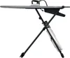 A Laurastar Smart D ironing board with an iron on it, set against a white background. Produktbild-Vorschau